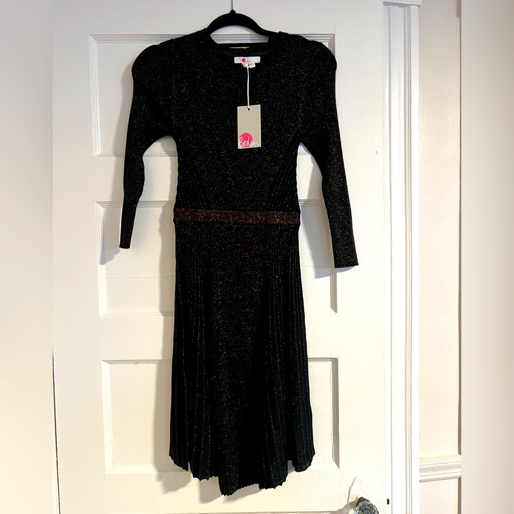 Boden Black and Gold Shimmer Dress Size 4P - NWT!